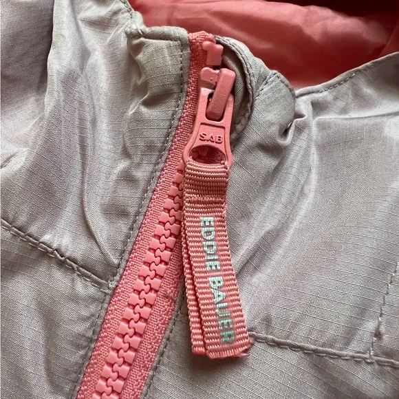 Eddie Bauer Kids Hooded Jacket Pink Colorblock Size L 14 16 Fleece Lined - Picture 7 of 9